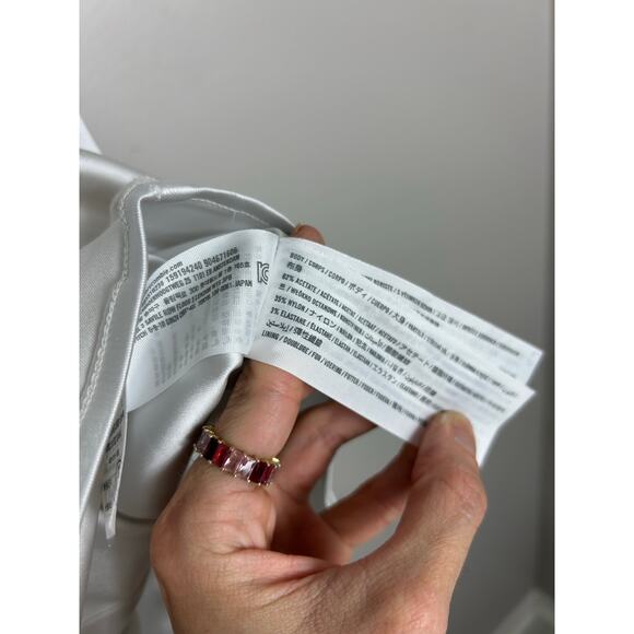 Abercrombie & Fitch NWT Satin Off the Shoulder Puff Sleeve Mini Dress Medium - Picture 6 of 7